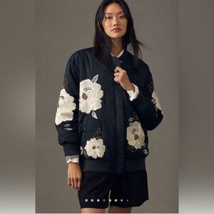Anthropologie Maeve embroidered bomber jacket